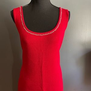 BEAUTIFUL ST JOHN RED EMBELLISHED DRESS NWT